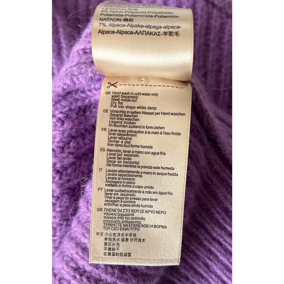 Scotch And Soda Sweater Cardigan Women M Purple Fuzzy Wool Alpaca Blend Boxy - Picture 11 of 11